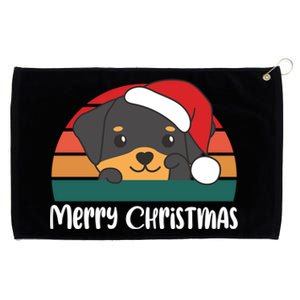 Merry Christmas Funny Rottweiler Christmas Gift Grommeted Golf Towel