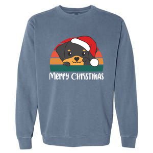 Merry Christmas Funny Rottweiler Christmas Gift Garment-Dyed Sweatshirt