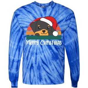 Merry Christmas Funny Rottweiler Christmas Gift Tie-Dye Long Sleeve Shirt