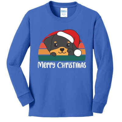 Merry Christmas Funny Rottweiler Christmas Gift Kids Long Sleeve Shirt