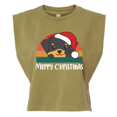 Merry Christmas Funny Rottweiler Christmas Gift Garment-Dyed Women's Muscle Tee