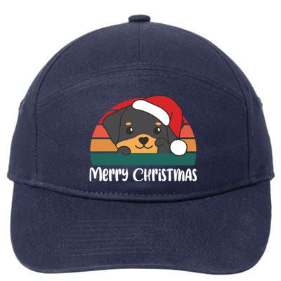 Merry Christmas Funny Rottweiler Christmas Gift 7-Panel Snapback Hat