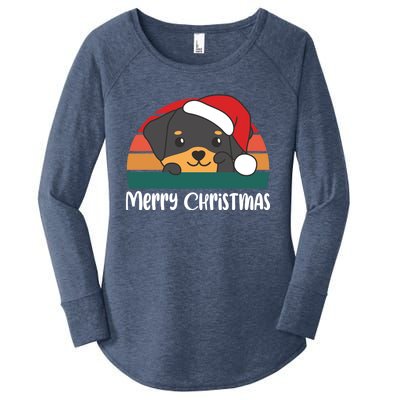 Merry Christmas Funny Rottweiler Christmas Gift Women's Perfect Tri Tunic Long Sleeve Shirt