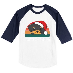 Merry Christmas Funny Rottweiler Christmas Gift Baseball Sleeve Shirt