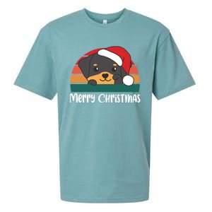 Merry Christmas Funny Rottweiler Christmas Gift Sueded Cloud Jersey T-Shirt