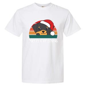 Merry Christmas Funny Rottweiler Christmas Gift Garment-Dyed Heavyweight T-Shirt