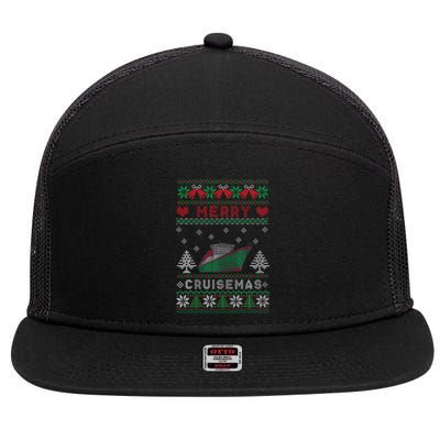 Merry Cruisemas Funny Christmas Family Cruise Matching 7 Panel Mesh Trucker Snapback Hat