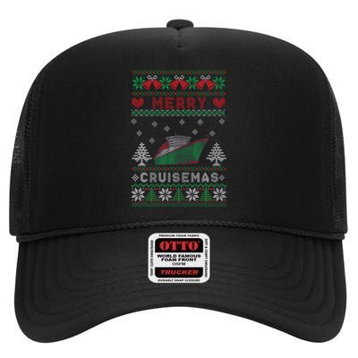 Merry Cruisemas Funny Christmas Family Cruise Matching High Crown Mesh Back Trucker Hat