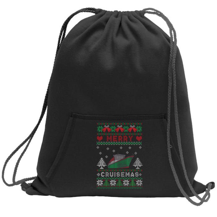 Merry Cruisemas Funny Christmas Family Cruise Matching Sweatshirt Cinch Pack Bag