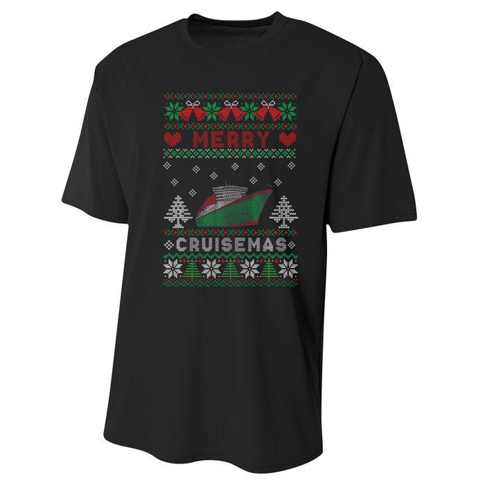 Merry Cruisemas Funny Christmas Family Cruise Matching Performance Sprint T-Shirt