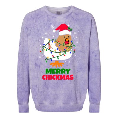 Merry Chickmas Funny Santa Hat Xmas Christmas Chicken Meaningful Gift Colorblast Crewneck Sweatshirt