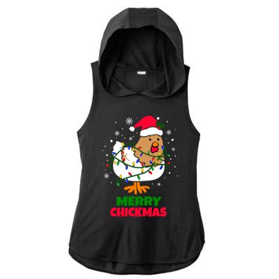 Merry Chickmas Funny Santa Hat Xmas Christmas Chicken Meaningful Gift Ladies PosiCharge Tri-Blend Wicking Draft Hoodie Tank