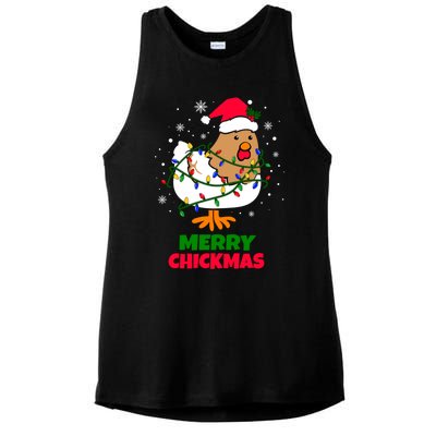 Merry Chickmas Funny Santa Hat Xmas Christmas Chicken Meaningful Gift Ladies PosiCharge Tri-Blend Wicking Tank