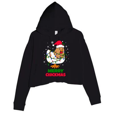 Merry Chickmas Funny Santa Hat Xmas Christmas Chicken Meaningful Gift Crop Fleece Hoodie