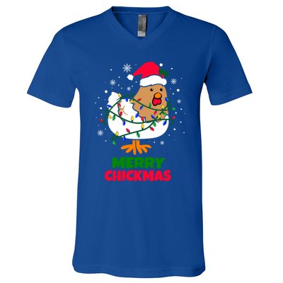 Merry Chickmas Funny Santa Hat Xmas Christmas Chicken Meaningful Gift V-Neck T-Shirt