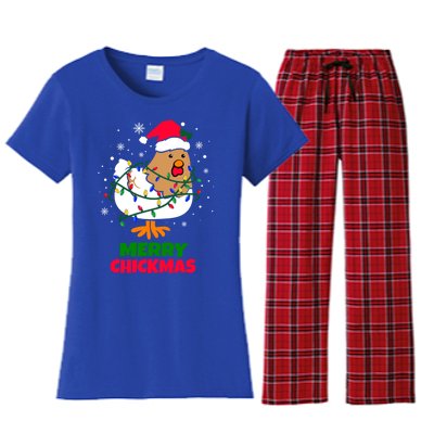 Merry Chickmas Funny Santa Hat Xmas Christmas Chicken Meaningful Gift Women's Flannel Pajama Set