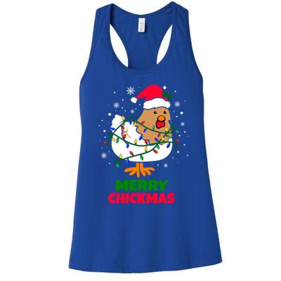 Merry Chickmas Funny Santa Hat Xmas Christmas Chicken Meaningful Gift Women's Racerback Tank