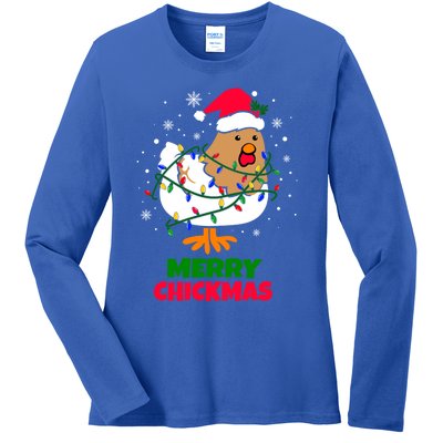 Merry Chickmas Funny Santa Hat Xmas Christmas Chicken Meaningful Gift Ladies Long Sleeve Shirt