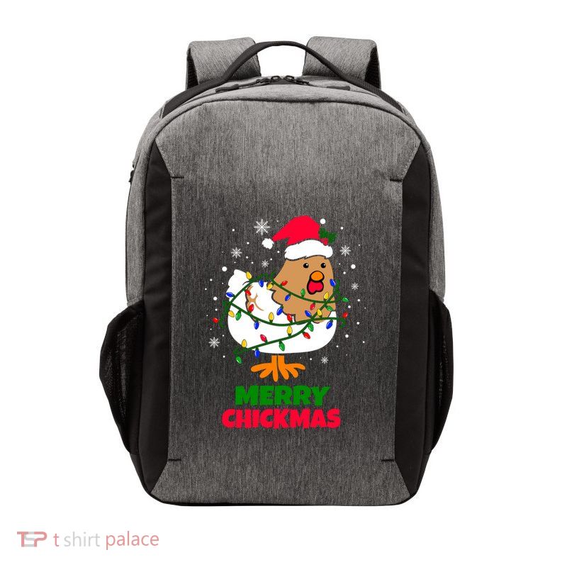Merry Chickmas Funny Santa Hat Xmas Christmas Chicken Meaningful Gift Vector Backpack