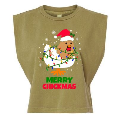 Merry Chickmas Funny Santa Hat Xmas Christmas Chicken Meaningful Gift Garment-Dyed Women's Muscle Tee