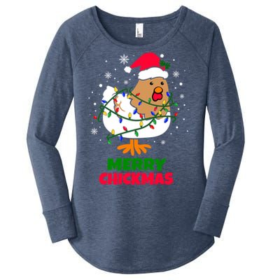 Merry Chickmas Funny Santa Hat Xmas Christmas Chicken Meaningful Gift Women's Perfect Tri Tunic Long Sleeve Shirt