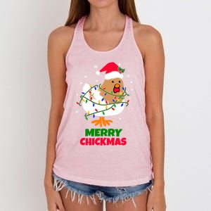 Merry Chickmas Funny Santa Hat Xmas Christmas Chicken Meaningful Gift Women's Knotted Racerback Tank