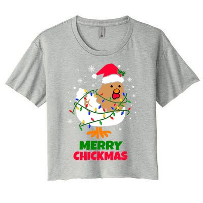 Merry Chickmas Funny Santa Hat Xmas Christmas Chicken Meaningful Gift Women's Crop Top Tee