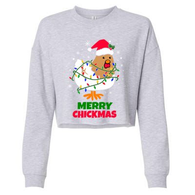 Merry Chickmas Funny Santa Hat Xmas Christmas Chicken Meaningful Gift Cropped Pullover Crew