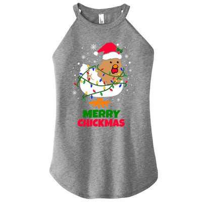 Merry Chickmas Funny Santa Hat Xmas Christmas Chicken Meaningful Gift Women's Perfect Tri Rocker Tank