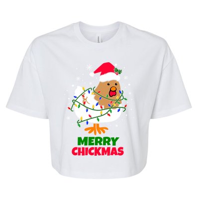 Merry Chickmas Funny Santa Hat Xmas Christmas Chicken Meaningful Gift Bella+Canvas Jersey Crop Tee