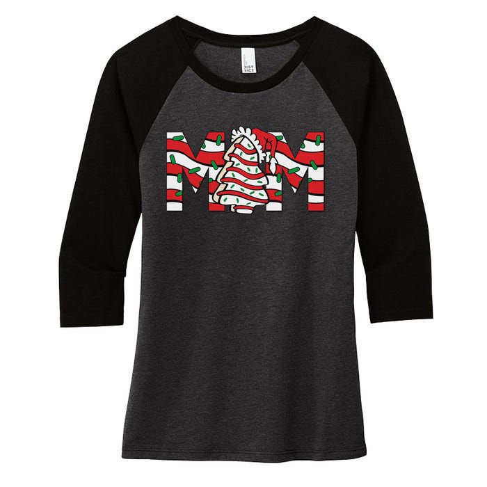 Mom Christmas Family Tree Cake Matching Holiday Women's Tri-Blend 3/4-Sleeve Raglan Shirt