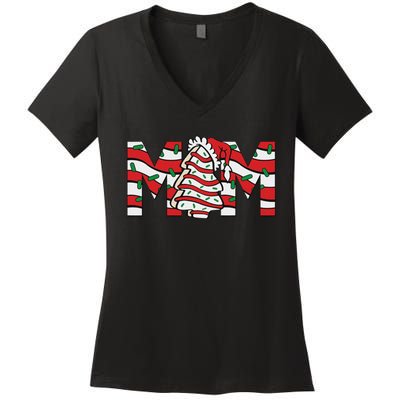 Mom Christmas Family Tree Cake Matching Holiday Women's V-Neck T-Shirt