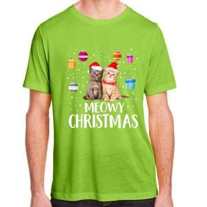 Meowy Christmas Funny Kitten Cat Kitty Lights Xmas Cute Gift Adult ChromaSoft Performance T-Shirt