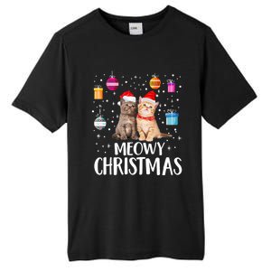 Meowy Christmas Funny Kitten Cat Kitty Lights Xmas Cute Gift Tall Fusion ChromaSoft Performance T-Shirt