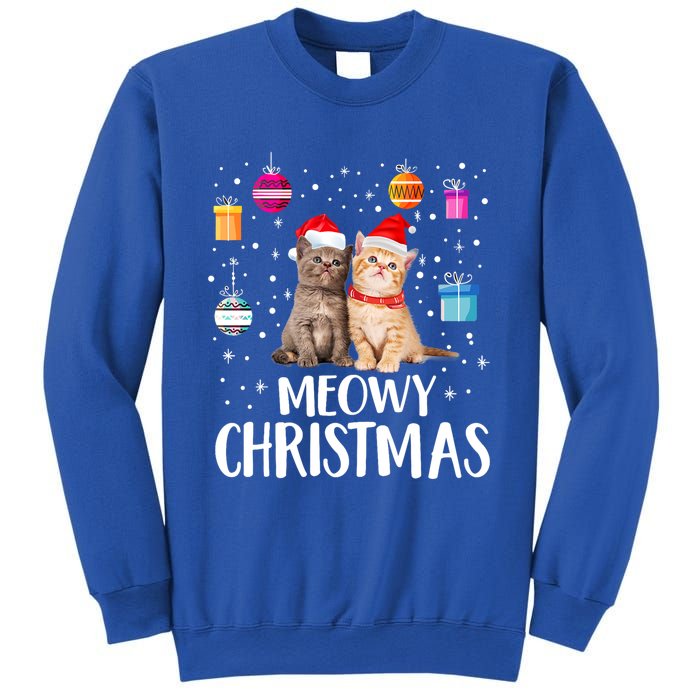 Meowy Christmas Funny Kitten Cat Kitty Lights Xmas Cute Gift Sweatshirt