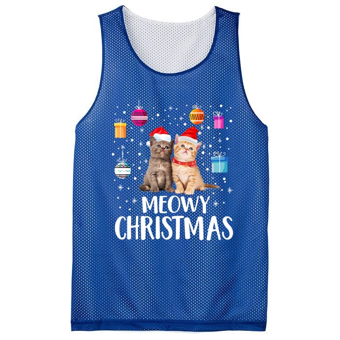 Meowy Christmas Funny Kitten Cat Kitty Lights Xmas Cute Gift Mesh Reversible Basketball Jersey Tank