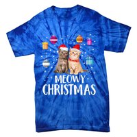 Meowy Christmas Funny Kitten Cat Kitty Lights Xmas Cute Gift Tie-Dye T-Shirt