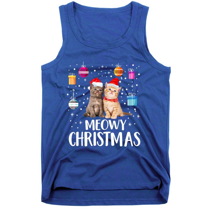 Meowy Christmas Funny Kitten Cat Kitty Lights Xmas Cute Gift Tank Top