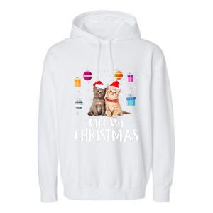 Meowy Christmas Funny Kitten Cat Kitty Lights Xmas Cute Gift Garment-Dyed Fleece Hoodie