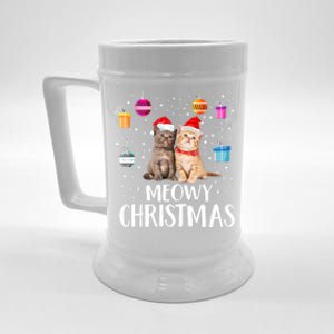 Meowy Christmas Funny Kitten Cat Kitty Lights Xmas Cute Gift Beer Stein