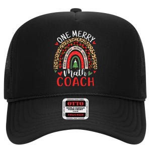 Math Coach Funny Rainbow Christmas Math Teacher High Crown Mesh Back Trucker Hat