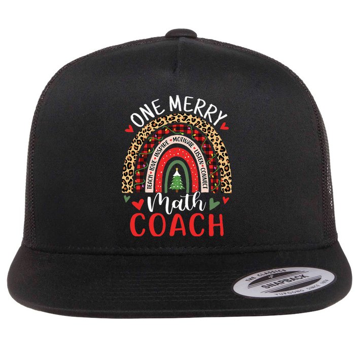 Math Coach Funny Rainbow Christmas Math Teacher Flat Bill Trucker Hat