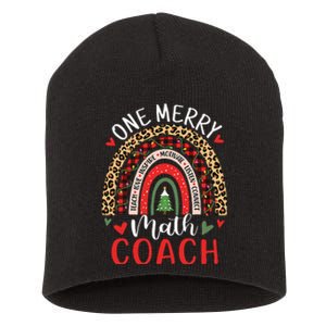 Math Coach Funny Rainbow Christmas Math Teacher Short Acrylic Beanie