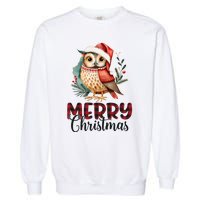 Merry Christmas Festive Cute Owl Holiday Garment-Dyed Sweatshirt