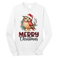 Merry Christmas Festive Cute Owl Holiday Long Sleeve Shirt