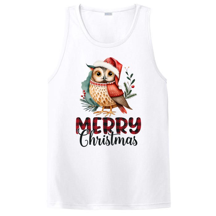 Merry Christmas Festive Cute Owl Holiday PosiCharge Competitor Tank