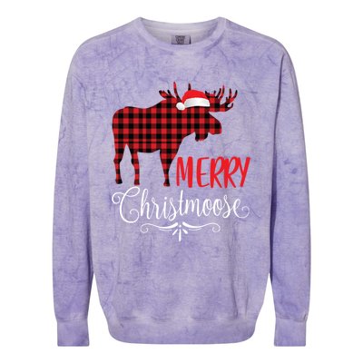 Merry Christmoose Family Christmas Pajamas Moose Funny Gift Colorblast Crewneck Sweatshirt