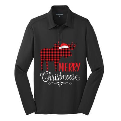 Merry Christmoose Family Christmas Pajamas Moose Funny Gift Silk Touch Performance Long Sleeve Polo