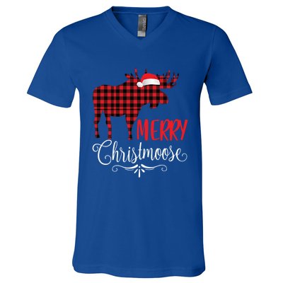 Merry Christmoose Family Christmas Pajamas Moose Funny Gift V-Neck T-Shirt