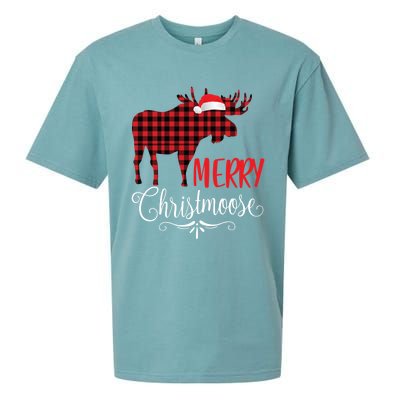 Merry Christmoose Family Christmas Pajamas Moose Funny Gift Sueded Cloud Jersey T-Shirt